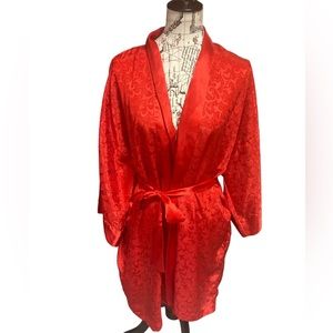 Victoria secret gold label vtg red paisley kimono robe one size